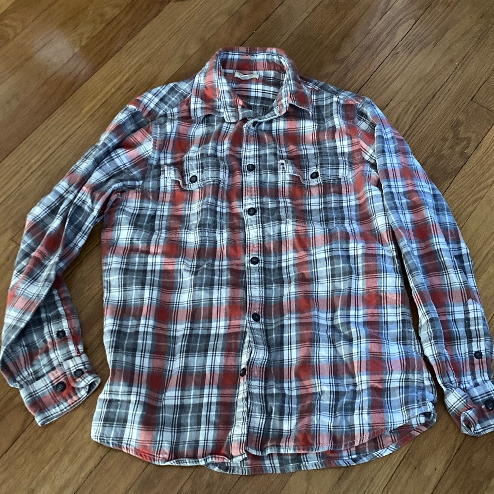 Sonoma Red and Gray Plaid Casual Button Down Shirt